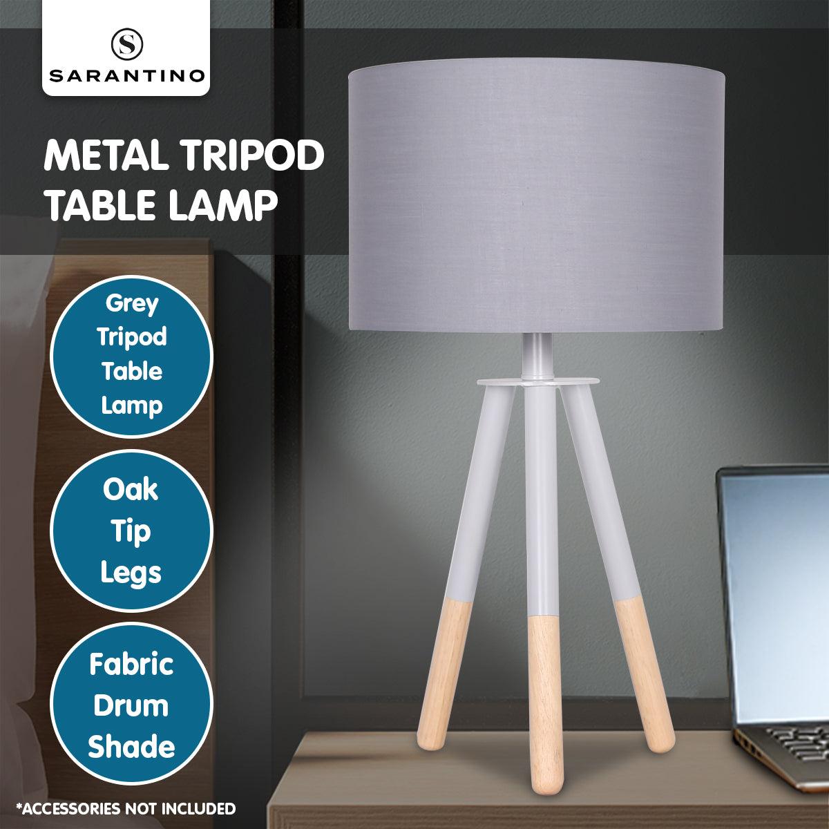 Sarantino Tripod Desk Lamp in Metal & Wood Nordic Minimalist Light - Harrogates