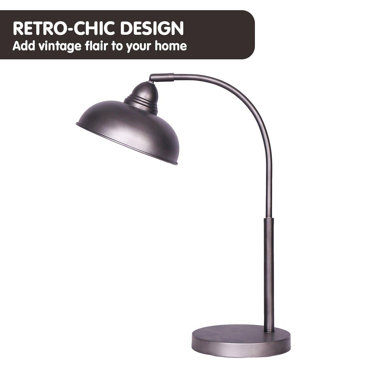 Sarantino Table Lamp Industrial Chic Adjustable Angle - Dark Grey - Harrogates