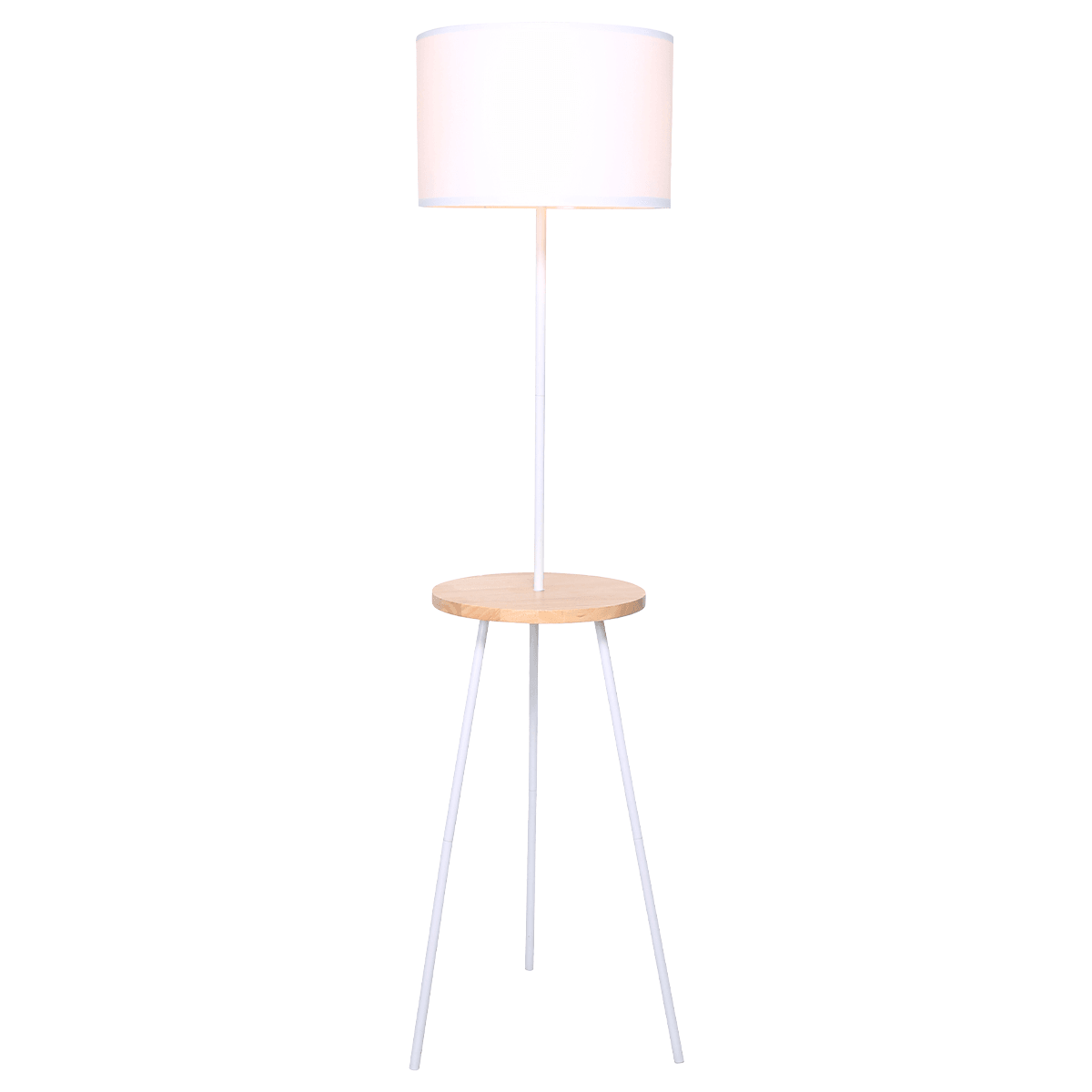Sarantino Metal Tripod Floor Lamp Shade with Wooden Table Shelf - Harrogates