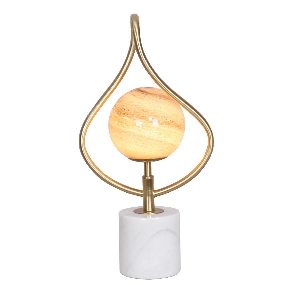 Sarantino Sculptural Orange Glass Table Lamp With White Marble Base - Harrogates