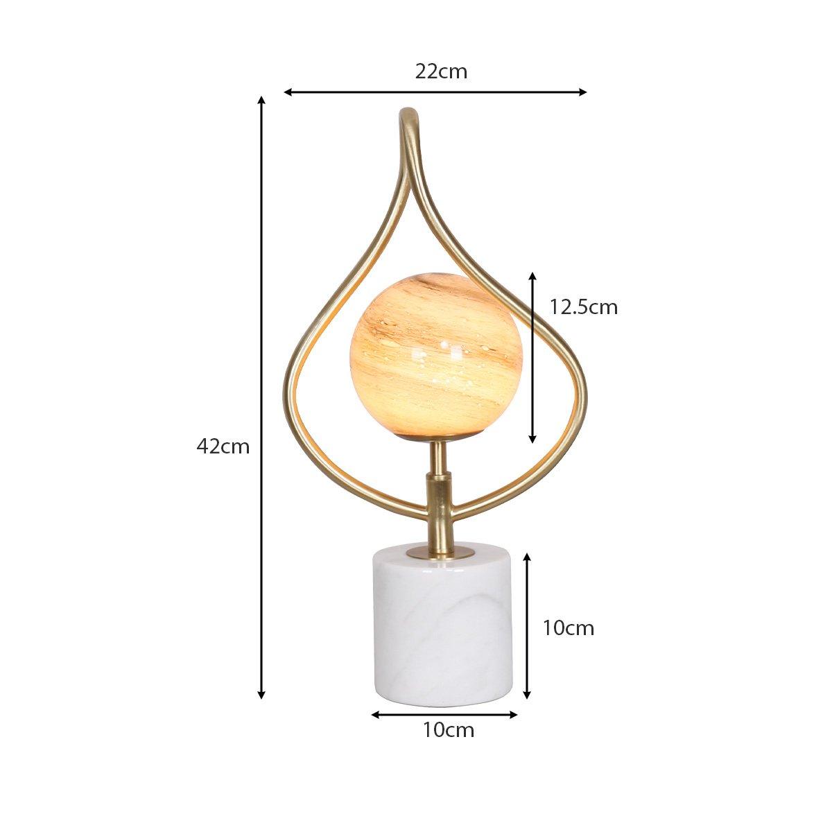 Sarantino Sculptural Orange Glass Table Lamp With White Marble Base - Harrogates