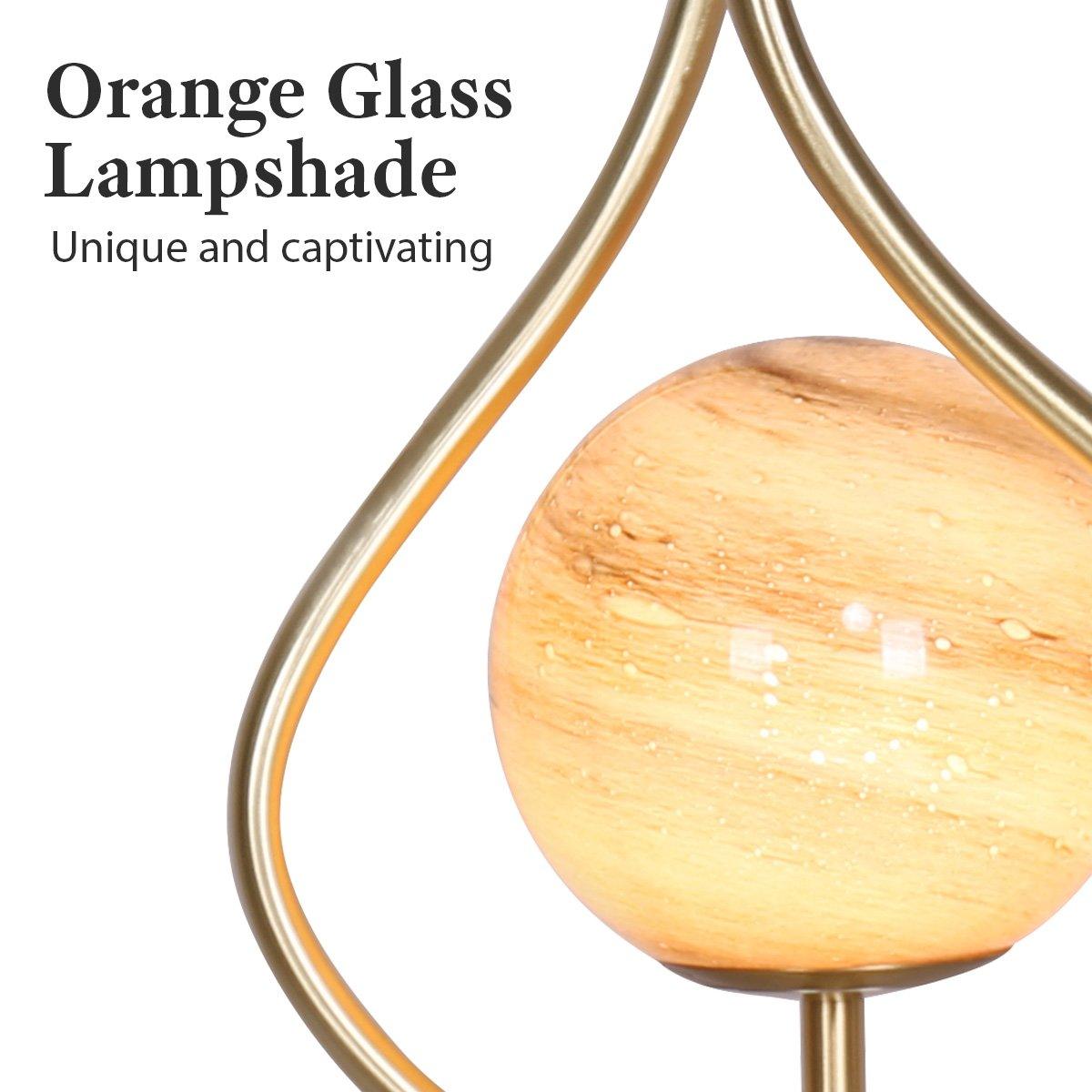 Sarantino Sculptural Orange Glass Table Lamp With White Marble Base - Harrogates