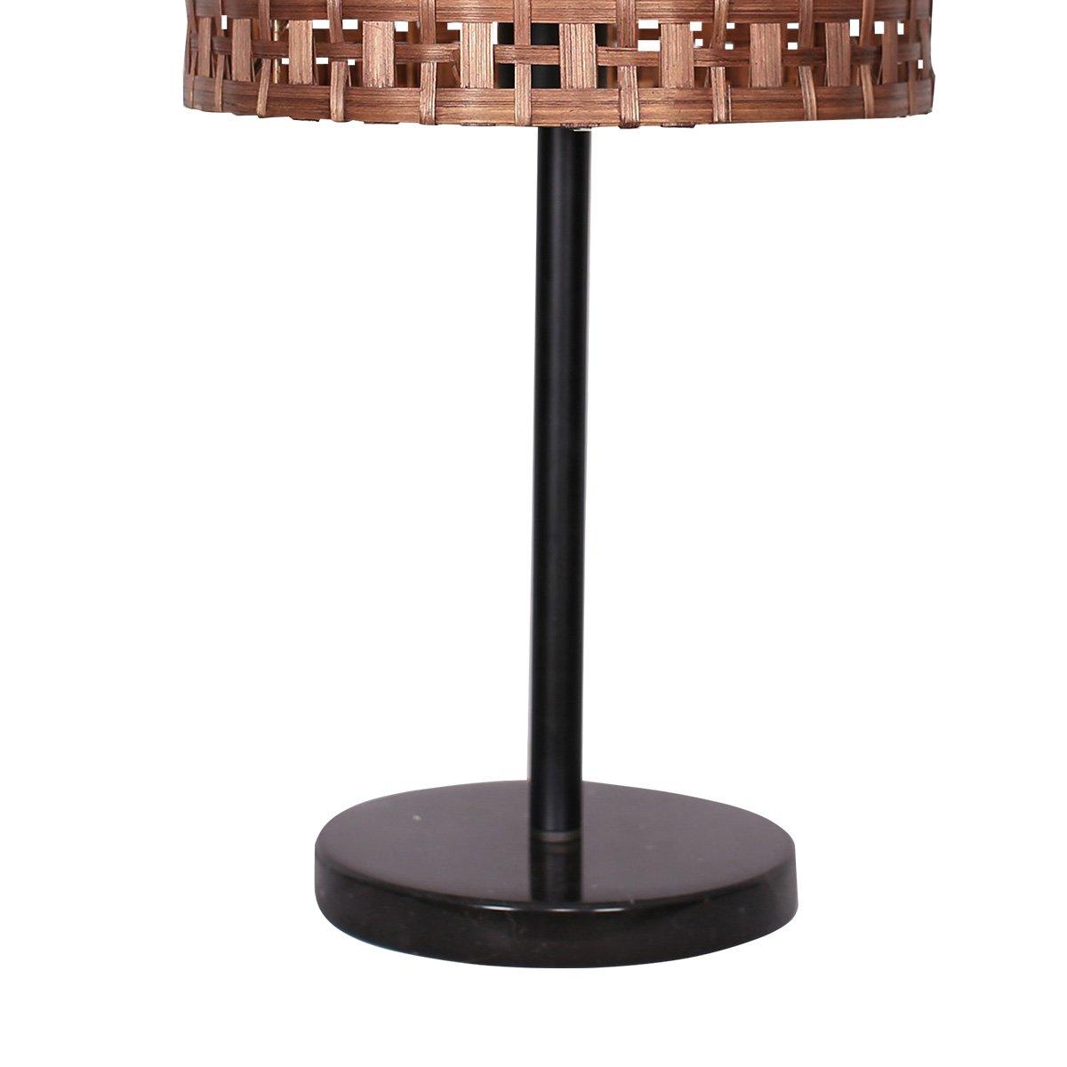 Sarantino Rattan Desk Lamp With Black Marble Base - Harrogates