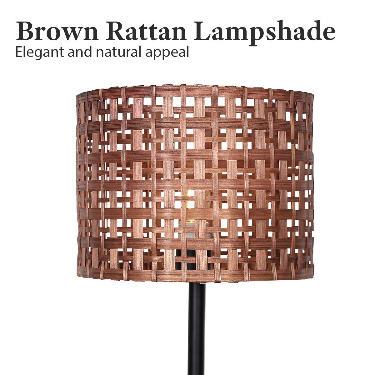 Sarantino Rattan Desk Lamp With Black Marble Base - Harrogates