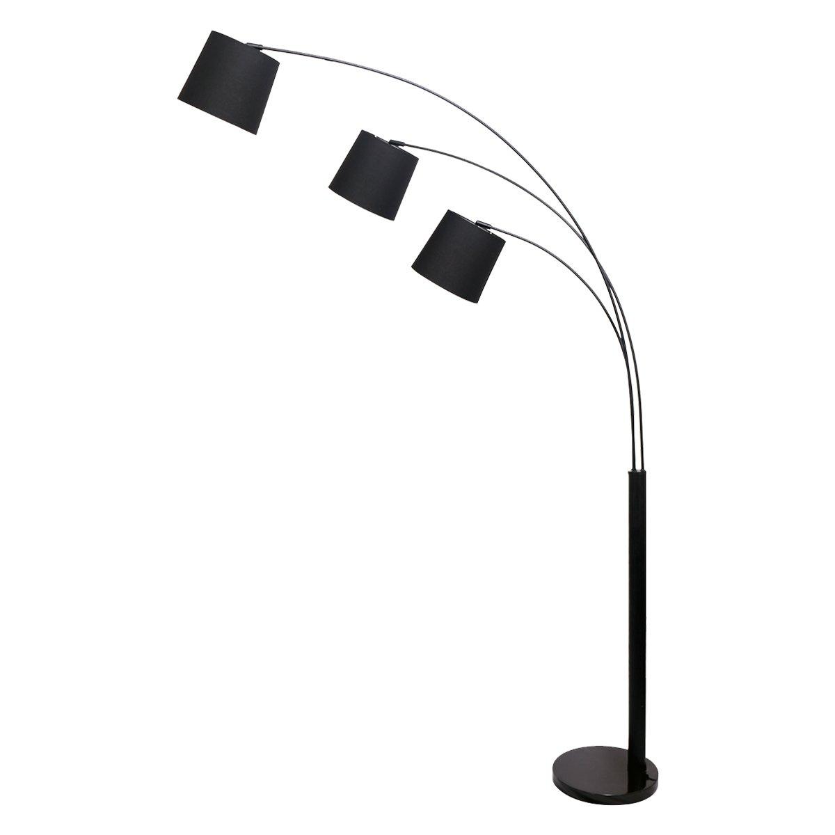 Sarantino 3-Light Arc Floor Lamp Adjustable Black 3 Shades - Harrogates