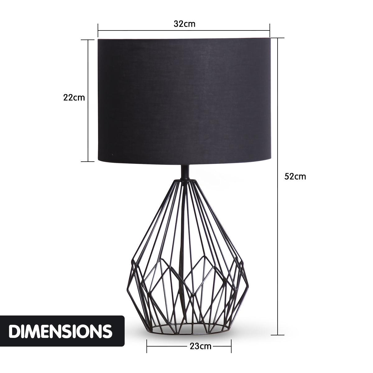 Sarantino Metal Wire Table Lamp in Black Finish With Black Drum Shade - Harrogates