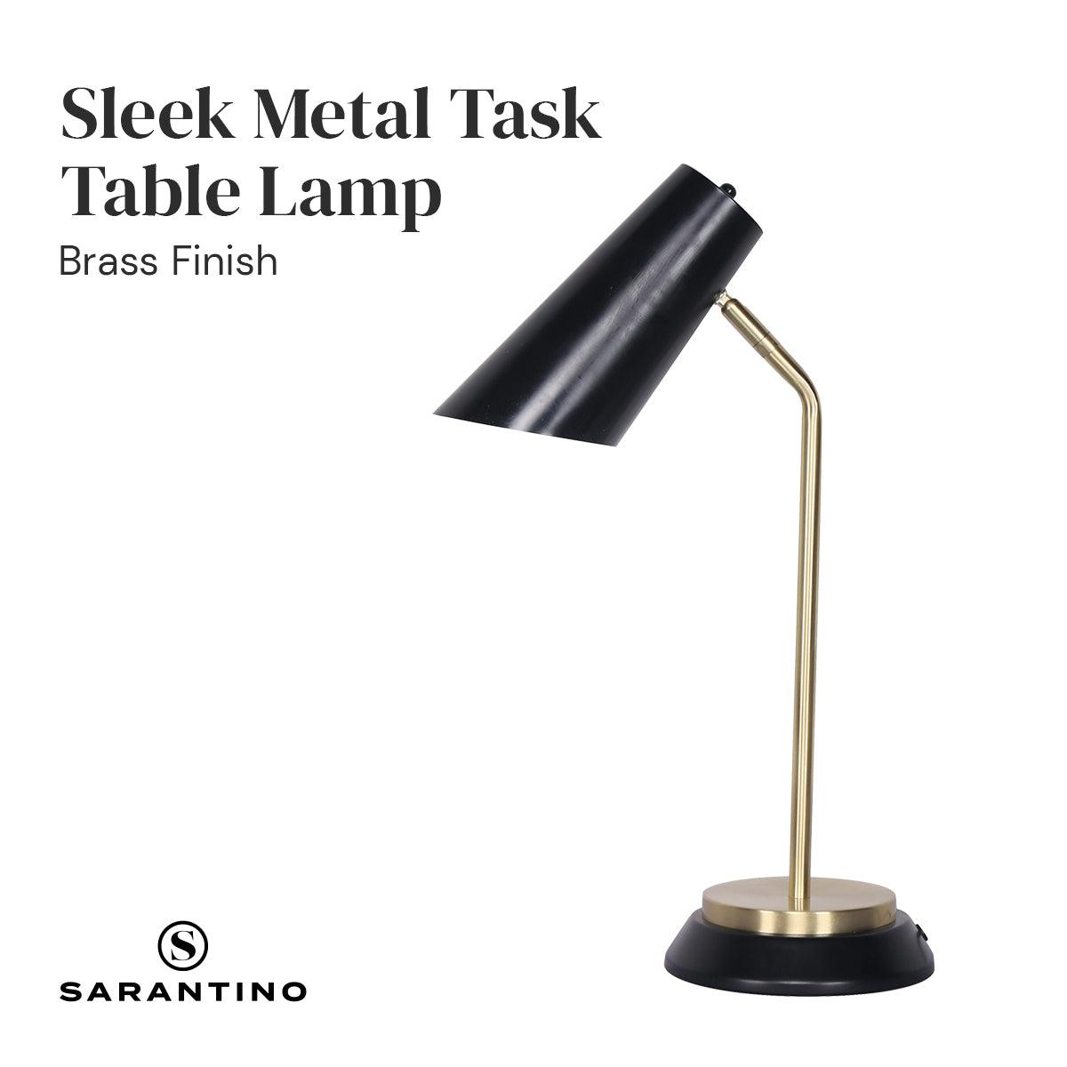 Sarantino Electric Reading Light Table Lamp Brass Finish - Black - Harrogates