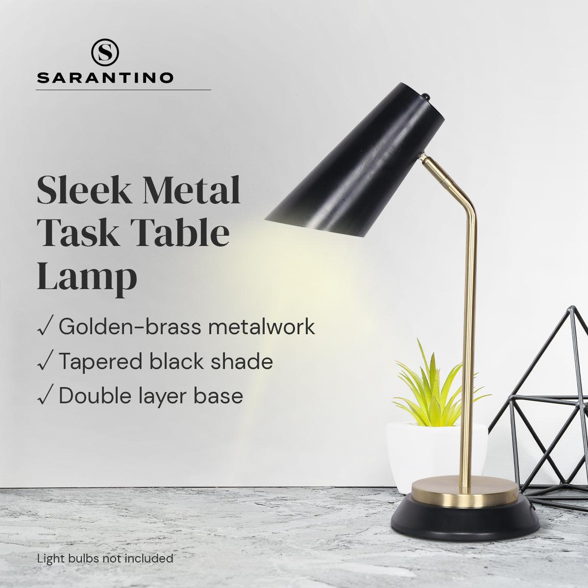 Sarantino Electric Reading Light Table Lamp Brass Finish - Black - Harrogates