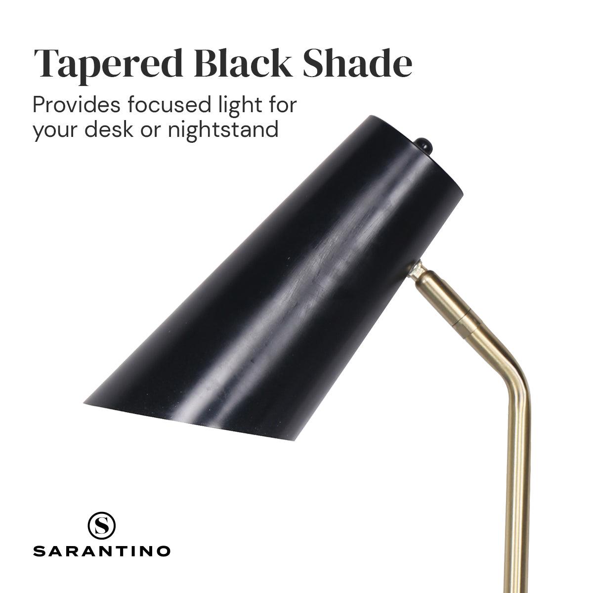 Sarantino Electric Reading Light Table Lamp Brass Finish - Black - Harrogates