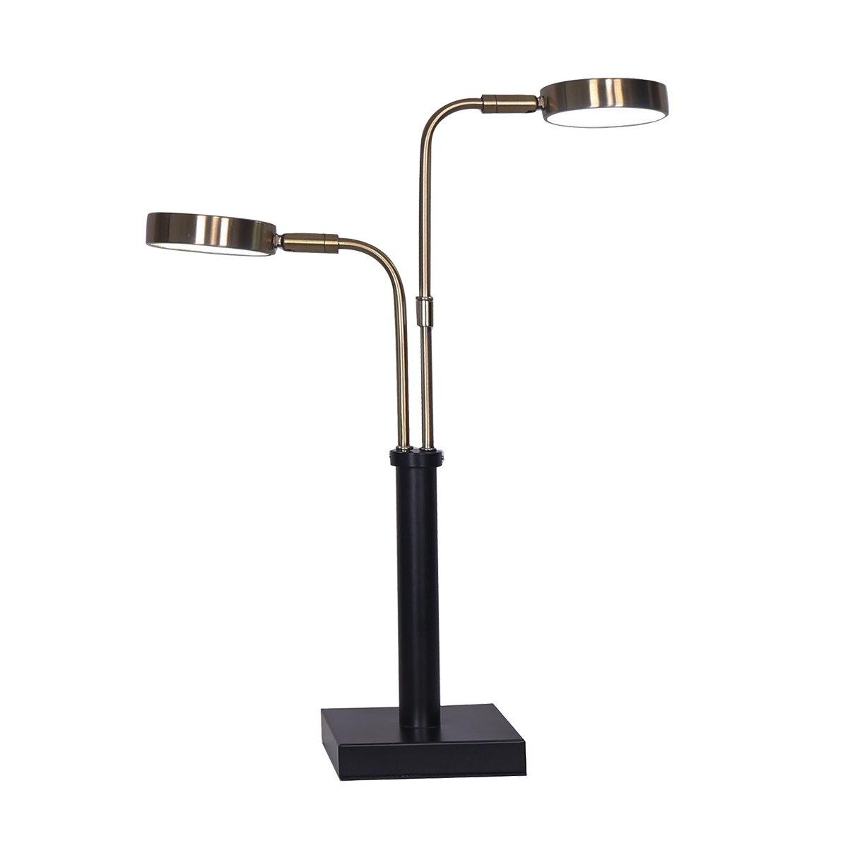 Sarantino LED Metal Table Lamp with 2 Lights Brushed Gold Black Finish - Harrogates