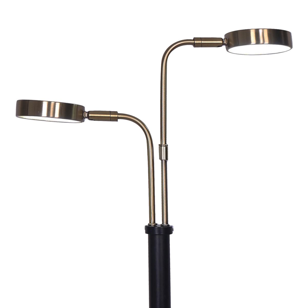 Sarantino LED Metal Table Lamp with 2 Lights Brushed Gold Black Finish - Harrogates
