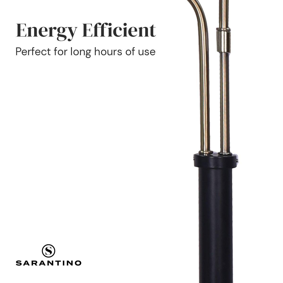 Sarantino LED Metal Table Lamp with 2 Lights Brushed Gold Black Finish - Harrogates