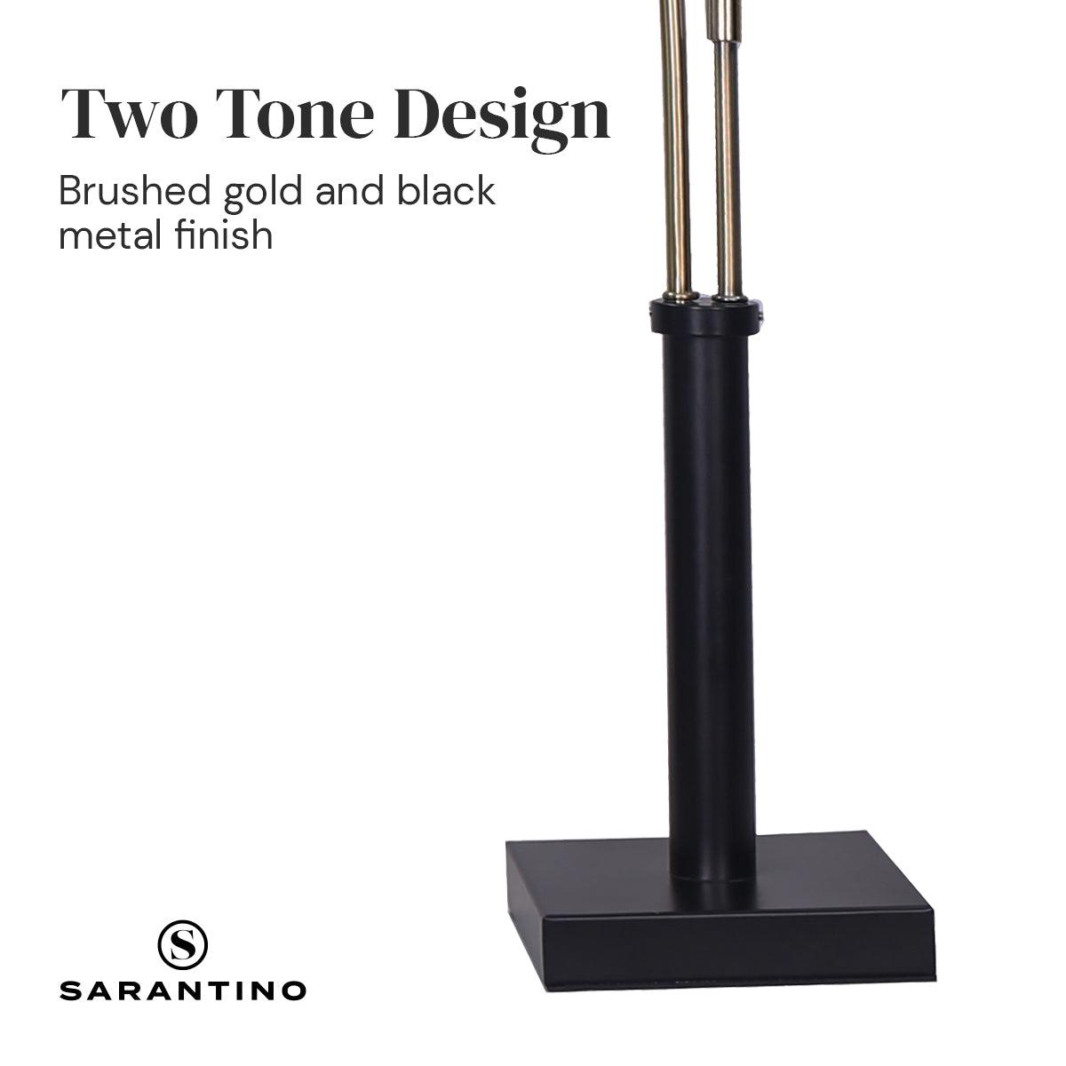 Sarantino LED Metal Table Lamp with 2 Lights Brushed Gold Black Finish - Harrogates
