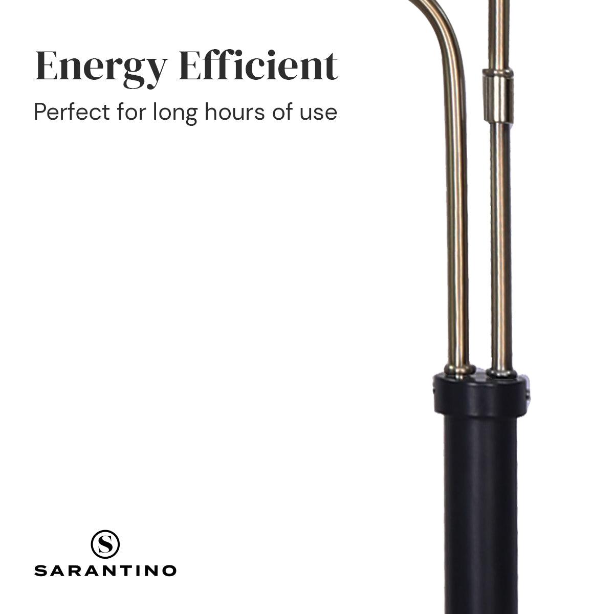 Sarantino LED Metal Floor Lamp with 2 Lights in Brushed Gold and Black Finish - Harrogates