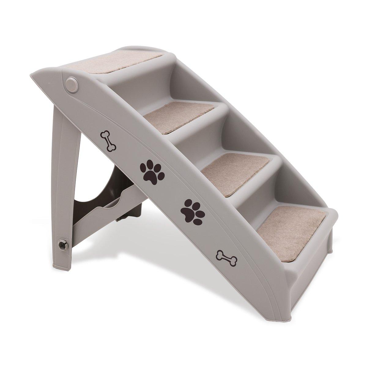 Furtastic Foldable Pet Stairs in Grey - 50cm Dog Ladder Cat Ramp with Non-Slip Mat for Indoor and Outdoor Use - Harrogates