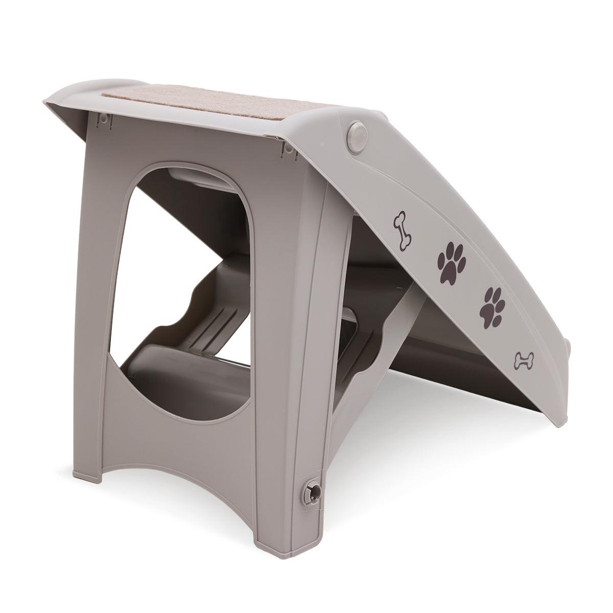 Furtastic Foldable Pet Stairs in Grey - 50cm Dog Ladder Cat Ramp with Non-Slip Mat for Indoor and Outdoor Use - Harrogates