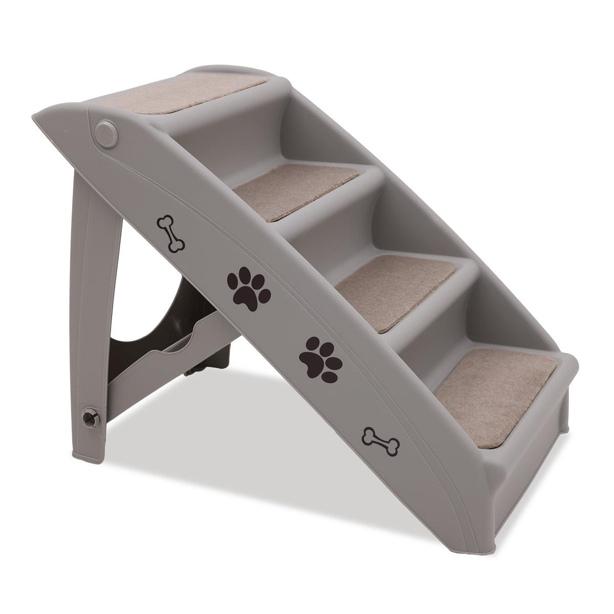 Furtastic Foldable Pet Stairs in Grey - 50cm Dog Ladder Cat Ramp with Non-Slip Mat for Indoor and Outdoor Use - Harrogates