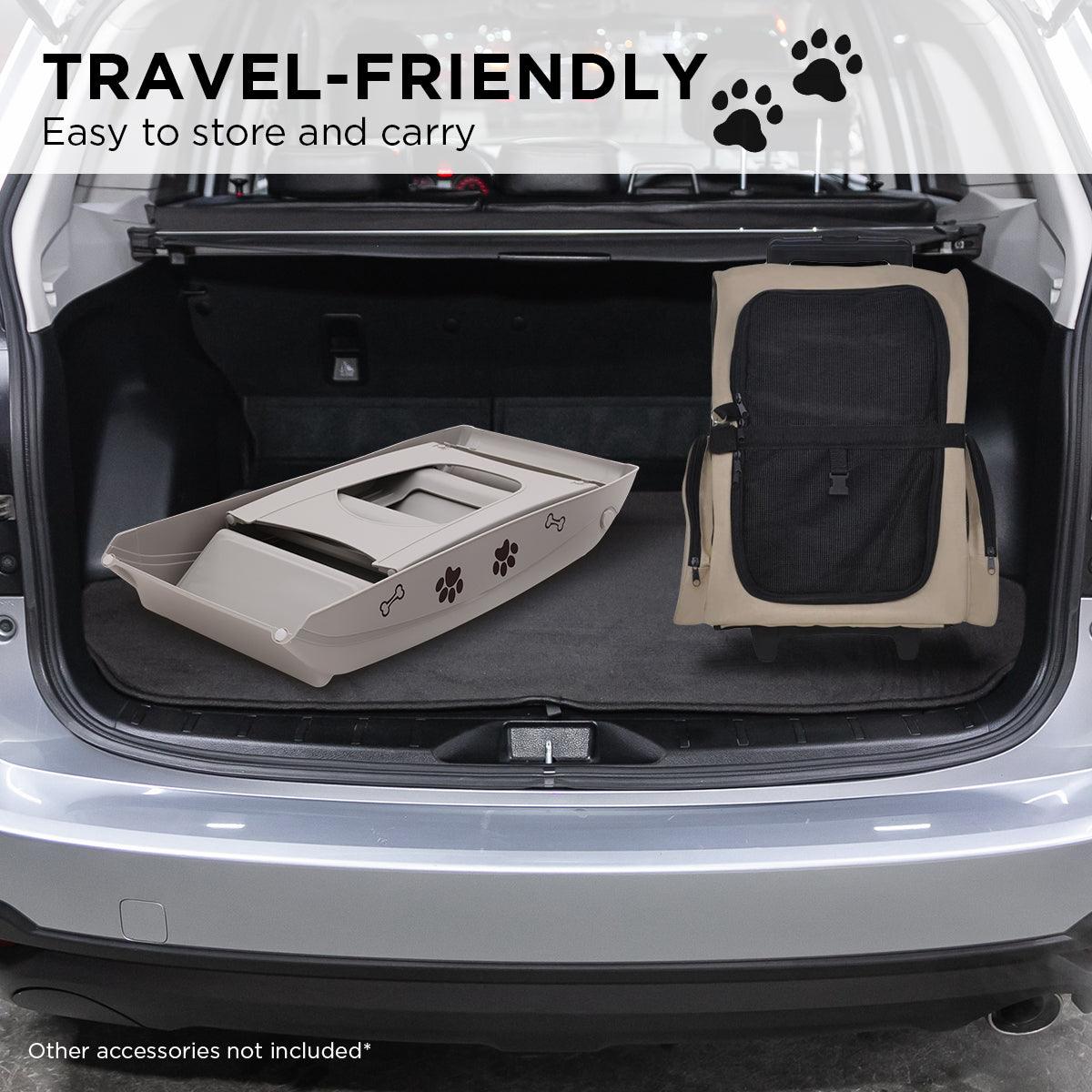 Furtastic Foldable Pet Stairs in Grey - 50cm Dog Ladder Cat Ramp with Non-Slip Mat for Indoor and Outdoor Use - Harrogates