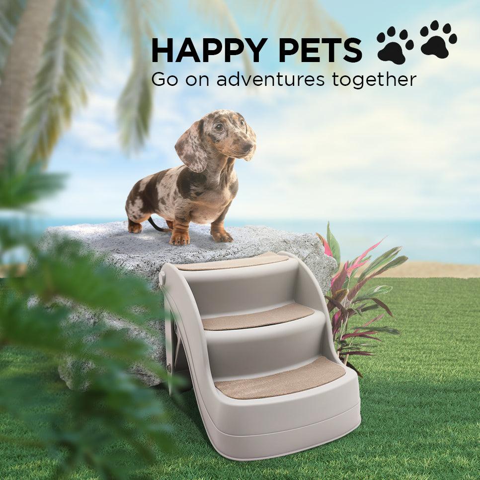 Furtastic 38cm Foldable Pet Stairs Ramp - Grey - Harrogates