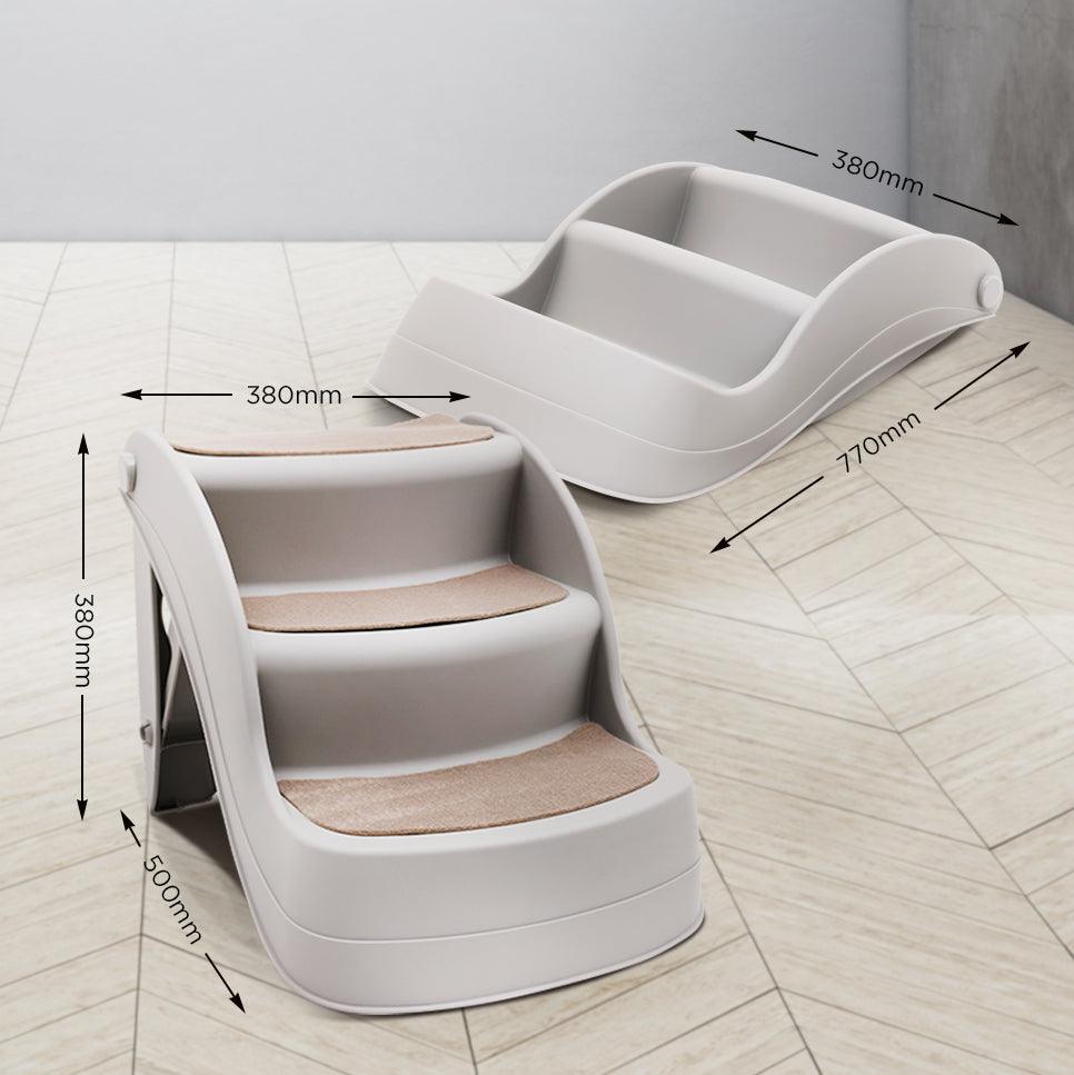 Furtastic 38cm Foldable Pet Stairs Ramp - Grey - Harrogates