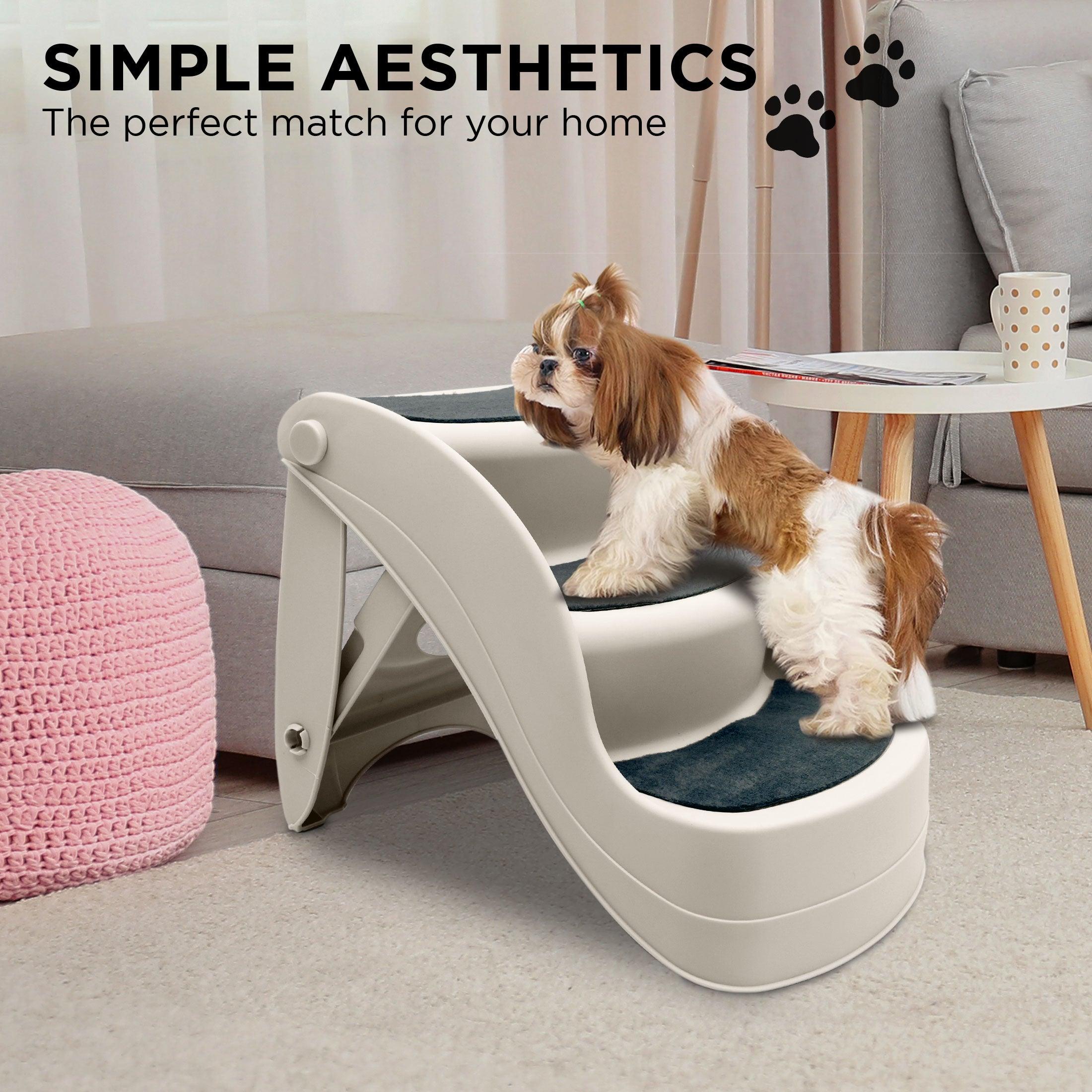 Furtastic 38cm Foldable Pet Stairs Ramp - White - Harrogates