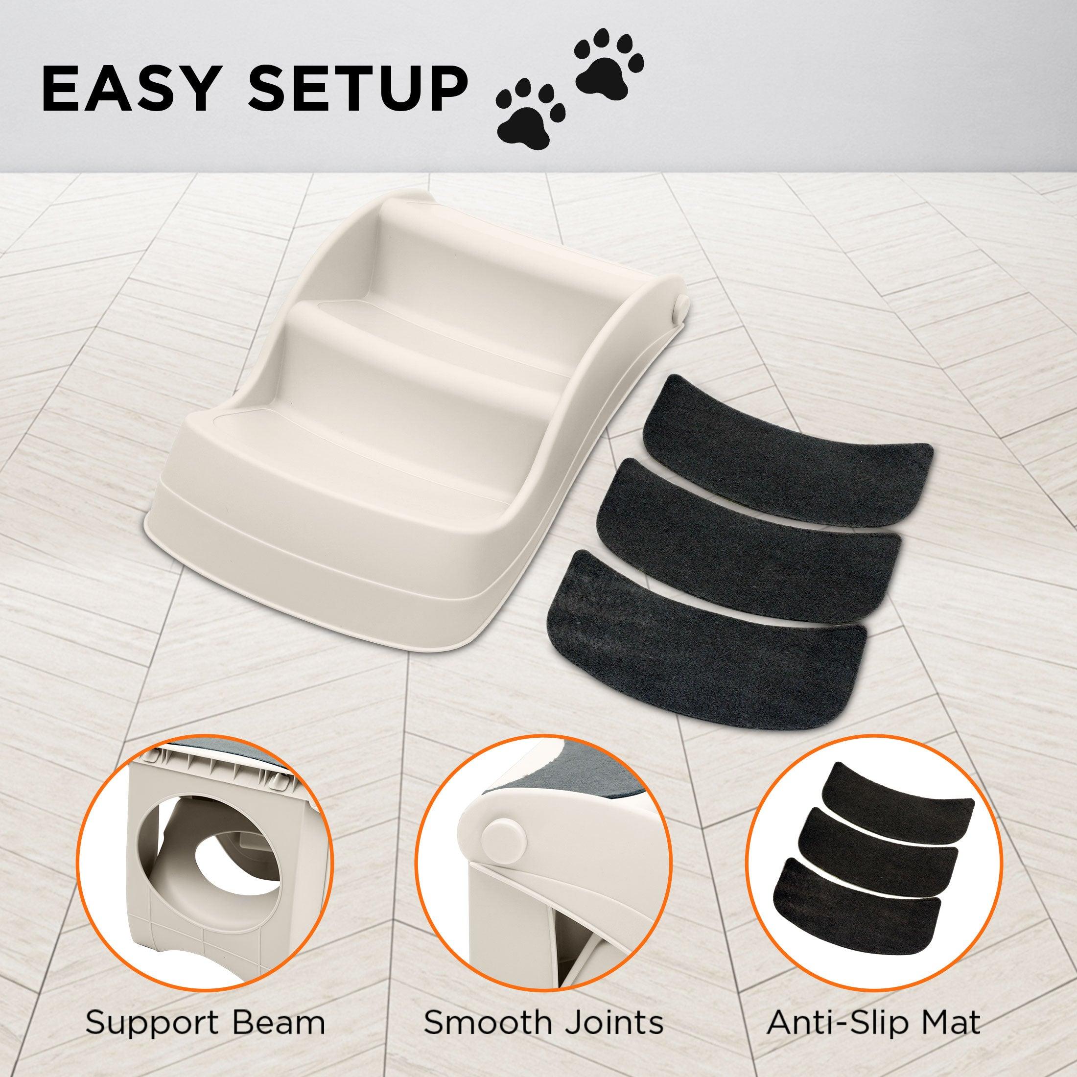 Furtastic 38cm Foldable Pet Stairs Ramp - White - Harrogates