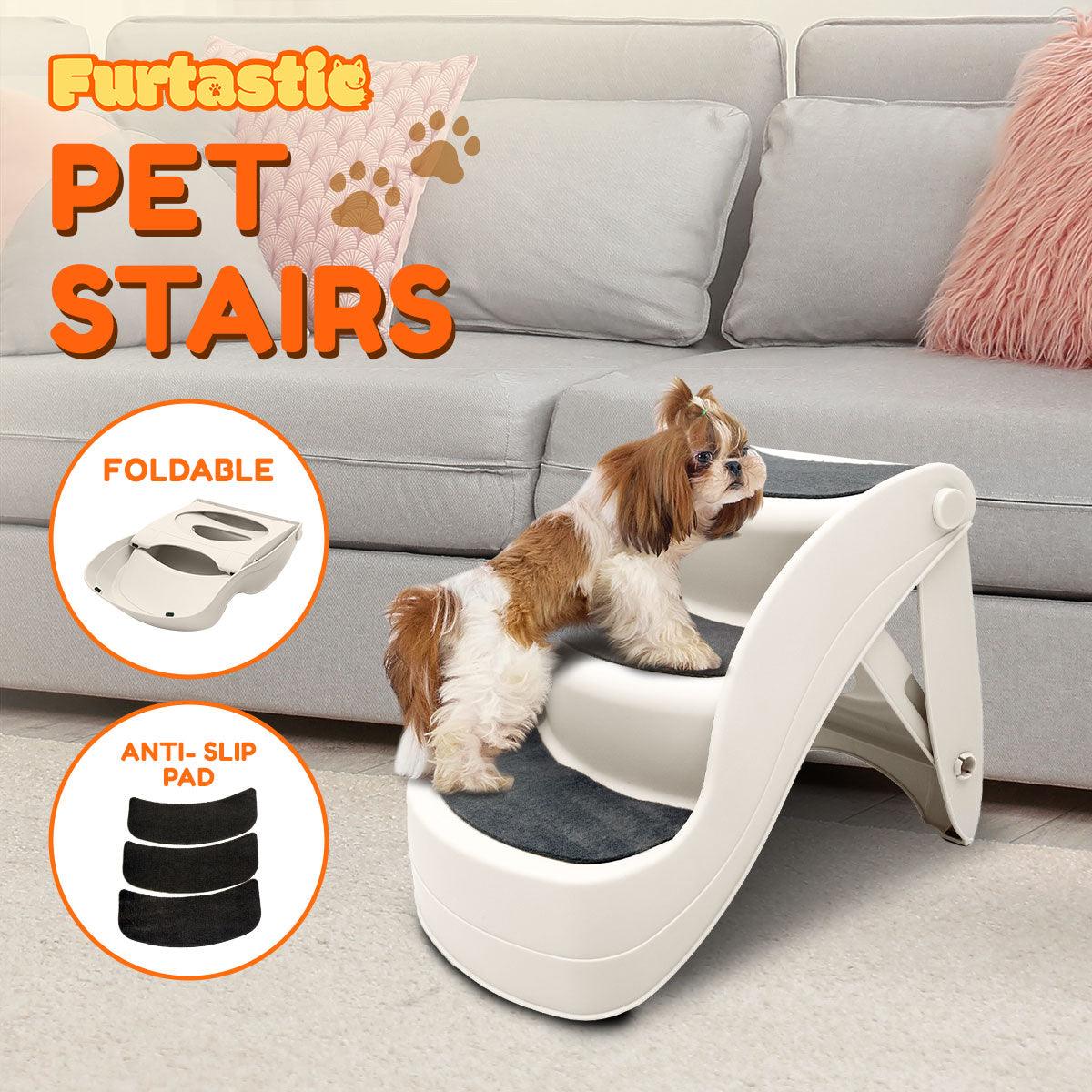 Furtastic 38cm Foldable Pet Stairs Ramp - White - Harrogates