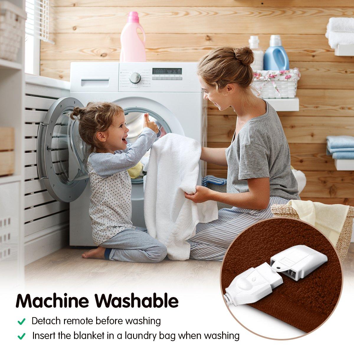 Laura Hill Heated Electric Blanket Throw Rug Coral Warm Fleece Brown - Harrogates