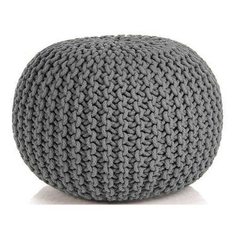 Braided Ottoman Pouffe Footstool Hand Knitted (Grey) - Harrogates