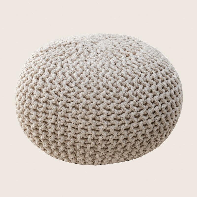 Braided Ottoman Pouffe Footstool Hand Knitted (Natural) - Harrogates