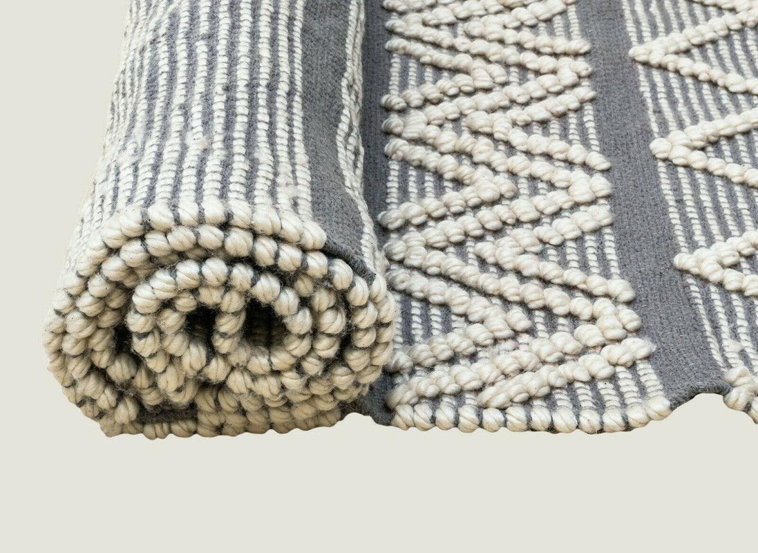 Boho Style Hand Loomed Recycle Cotton Wool Woven Design Rug 150 x 200 cm - Harrogates