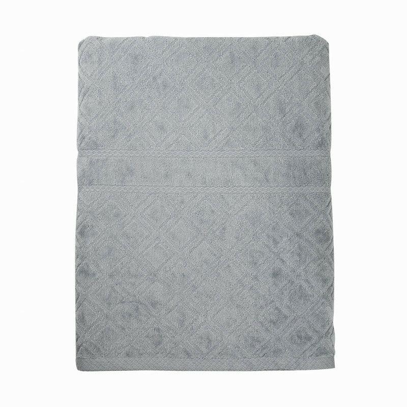 Premium Velour Diamond Design Jacquard Bath Towel (Grey) - Harrogates