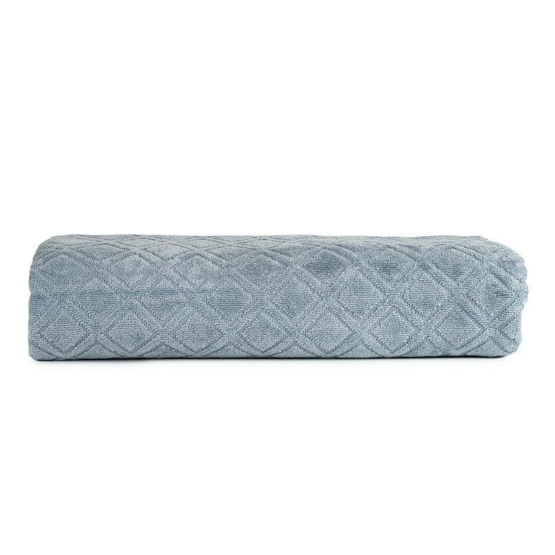 Premium Velour Diamond Design Jacquard Bath Towel (Blue) - Harrogates