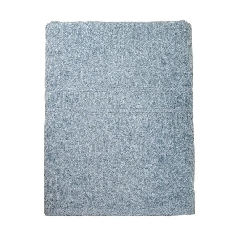 Premium Velour Diamond Design Jacquard Bath Towel (Blue) - Harrogates