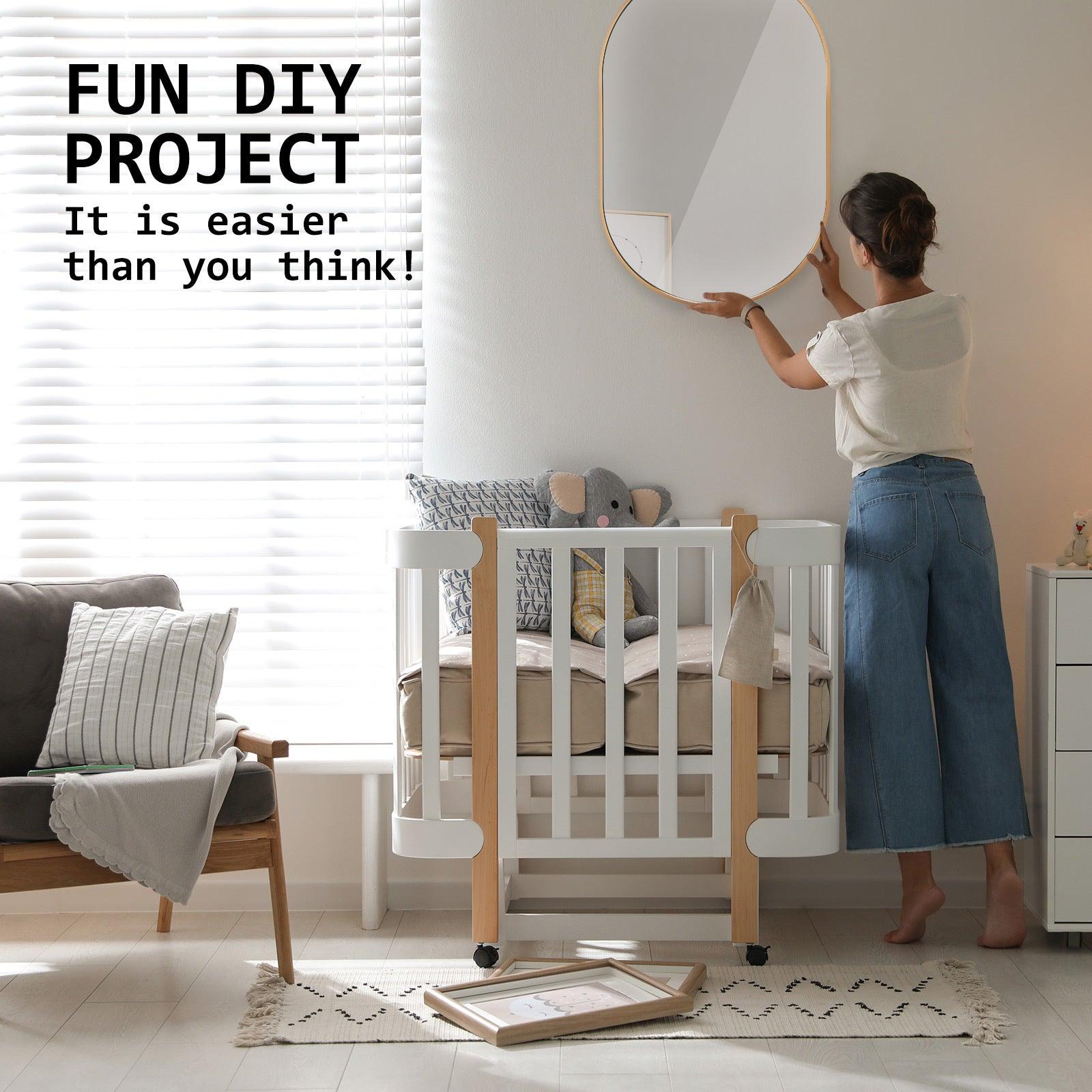 Wall Mirror Oval Aluminum Frame Bathroom 50x75cm GOLD - Harrogates