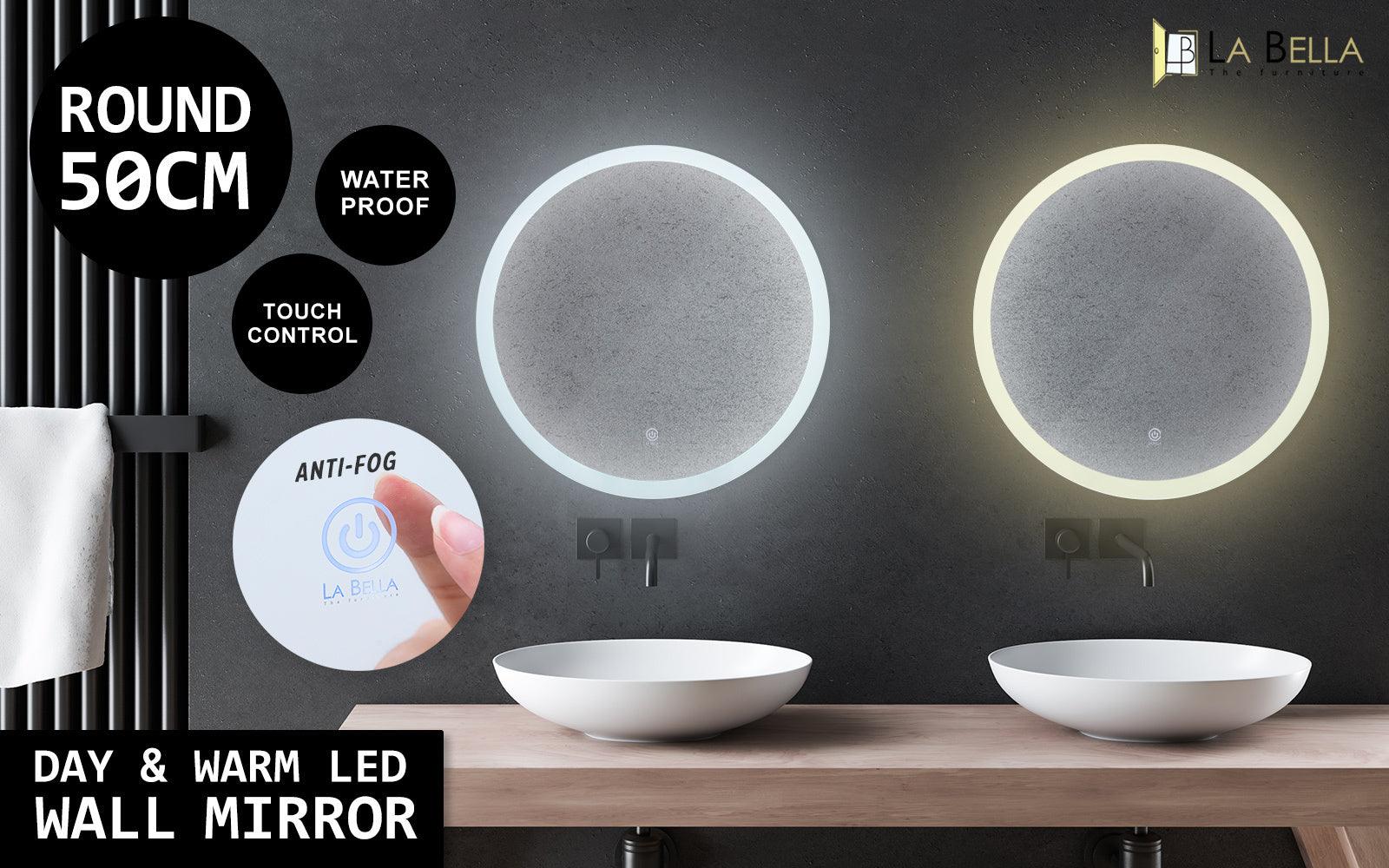 LED Wall Mirror Round Anti-Fog Bathroom 50cm - Harrogates