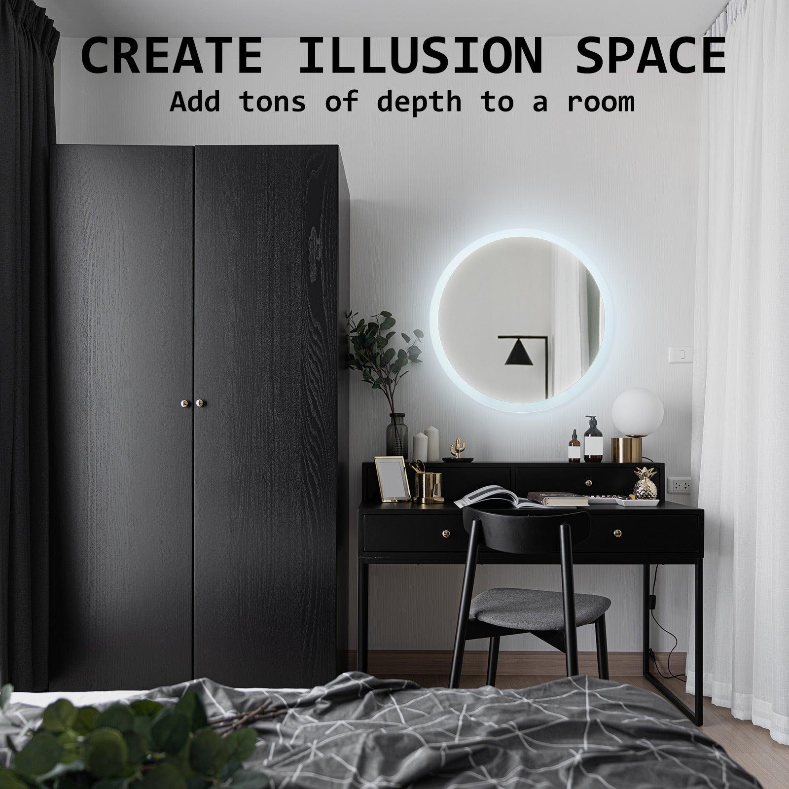 LED Wall Mirror Round Anti-Fog Bathroom 50cm - Harrogates