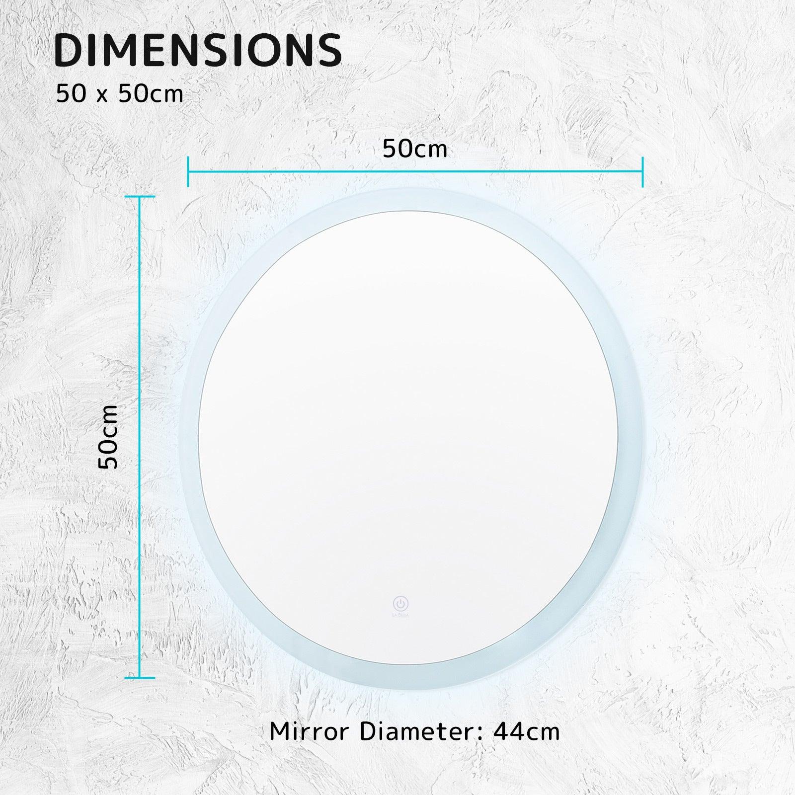 LED Wall Mirror Round Anti-Fog Bathroom 50cm - Harrogates