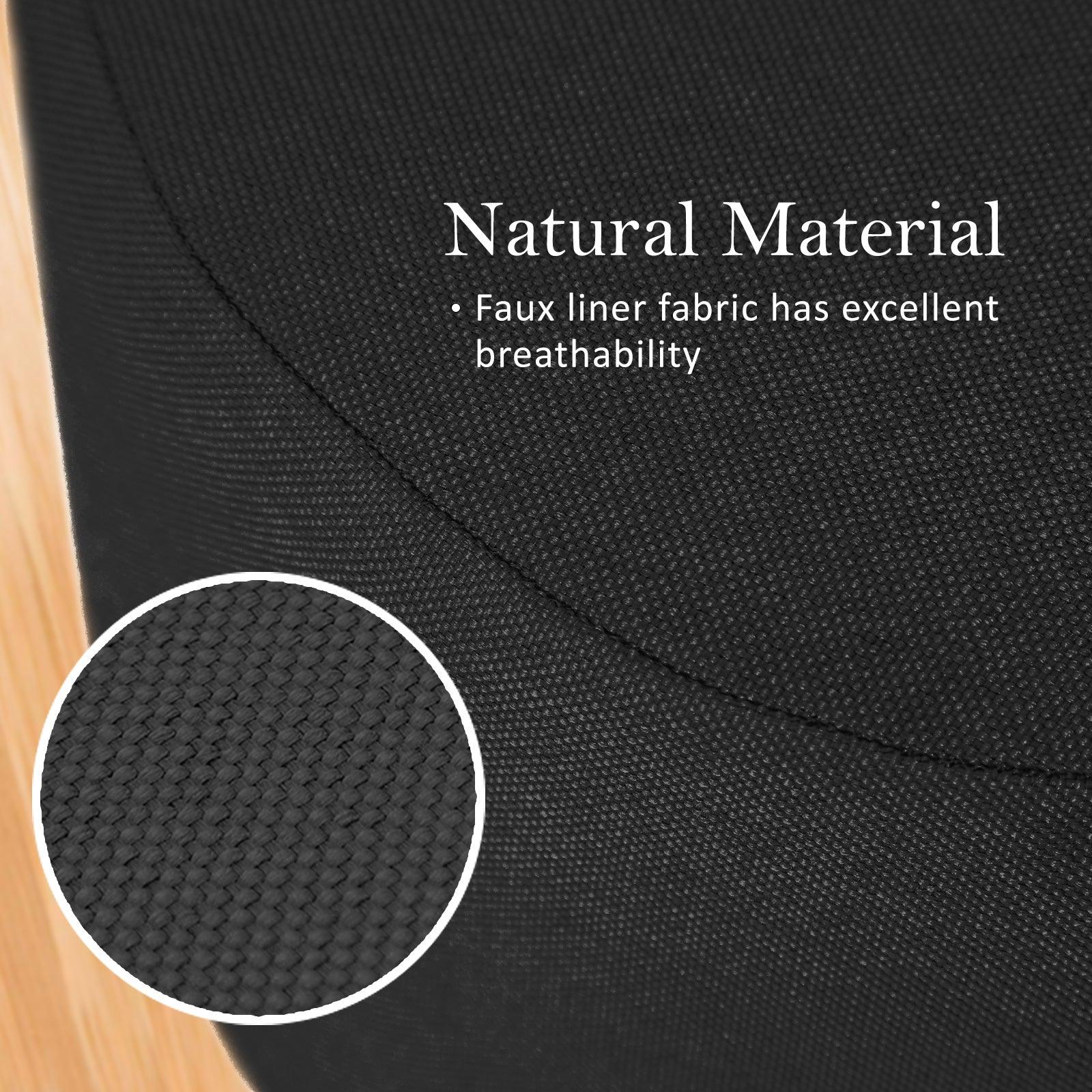 2X Fabric Ottoman Round Wooden Leg Foot Stool - BLACK - Harrogates