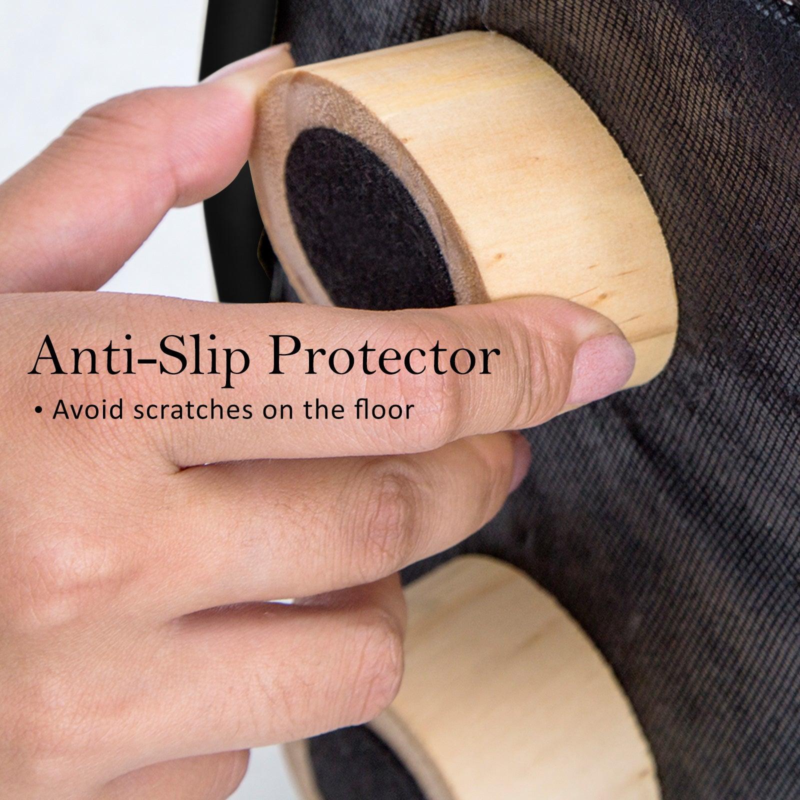 2X Fabric Ottoman Round Wooden Leg Foot Stool - BLACK - Harrogates