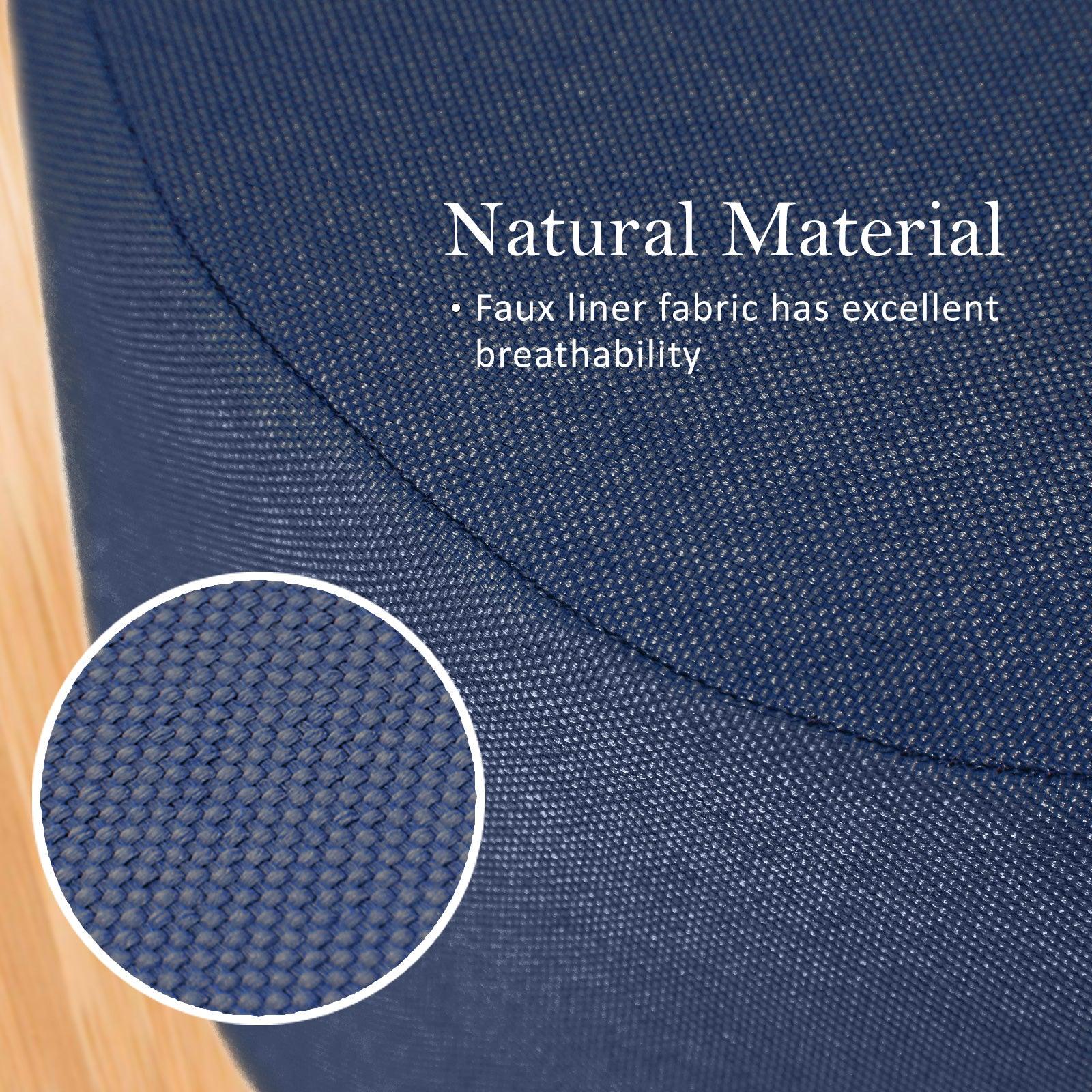 2X Fabric Ottoman Round Wooden Leg Foot Stool - DARK BLUE - Harrogates