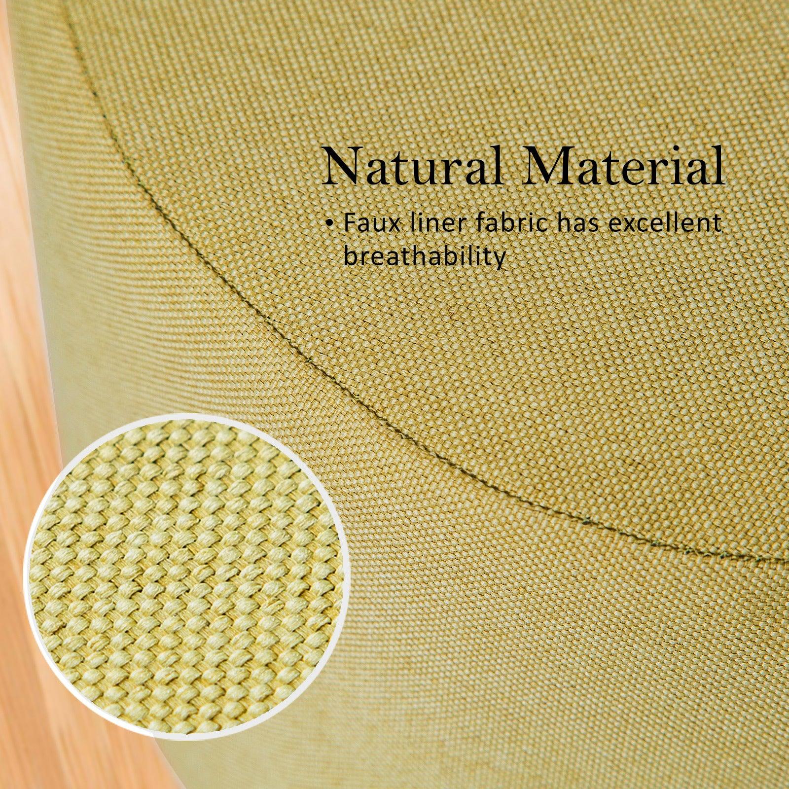 2X Fabric Ottoman Round Wooden Leg Foot Stool - Mustard Yellow - Harrogates