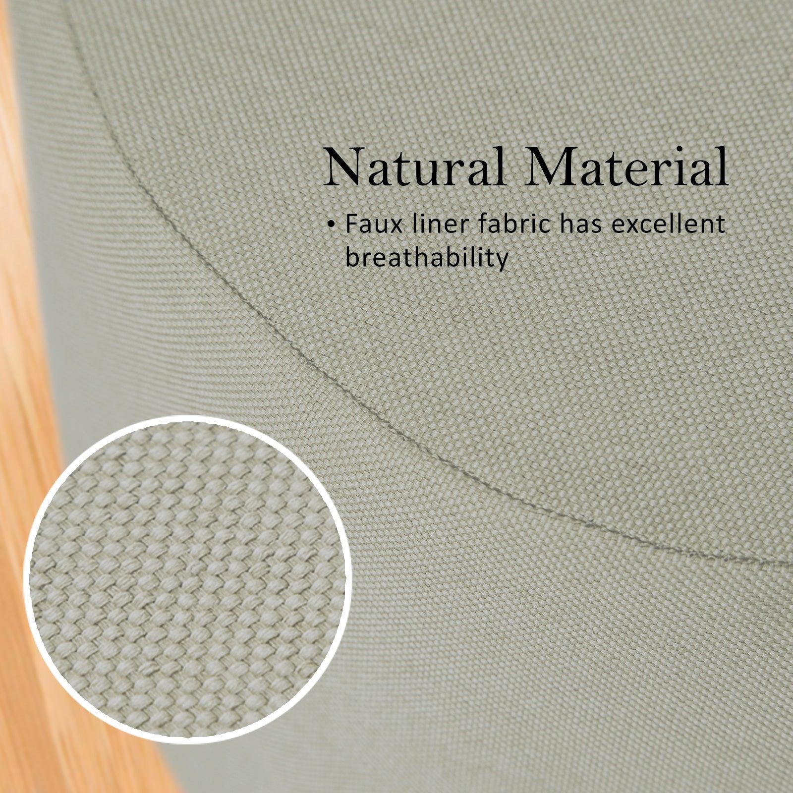 Fabric Ottoman Round Wooden Leg Foot Stool - GREY - Harrogates