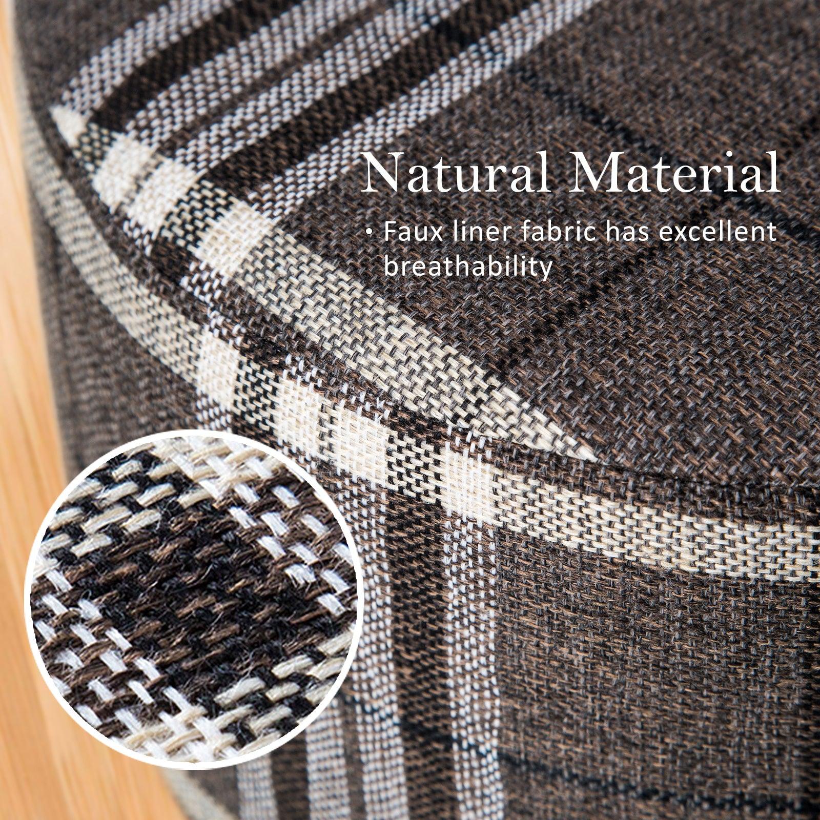 2X Fabric Ottoman Round Wooden Leg Foot Stool - LATTICE - Harrogates