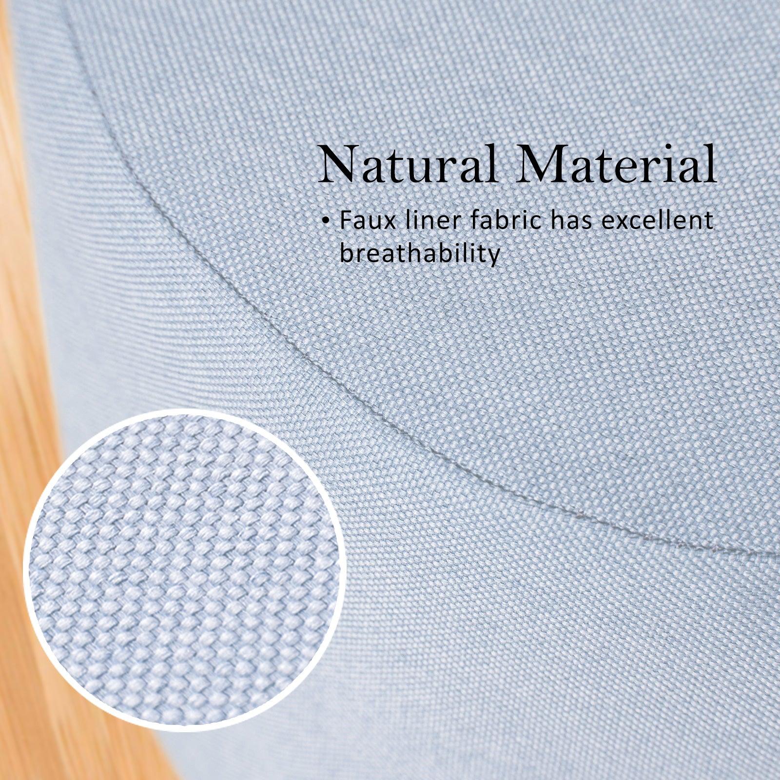 2X Fabric Ottoman Round Wooden Leg Foot Stool - LIGHT BLUE - Harrogates