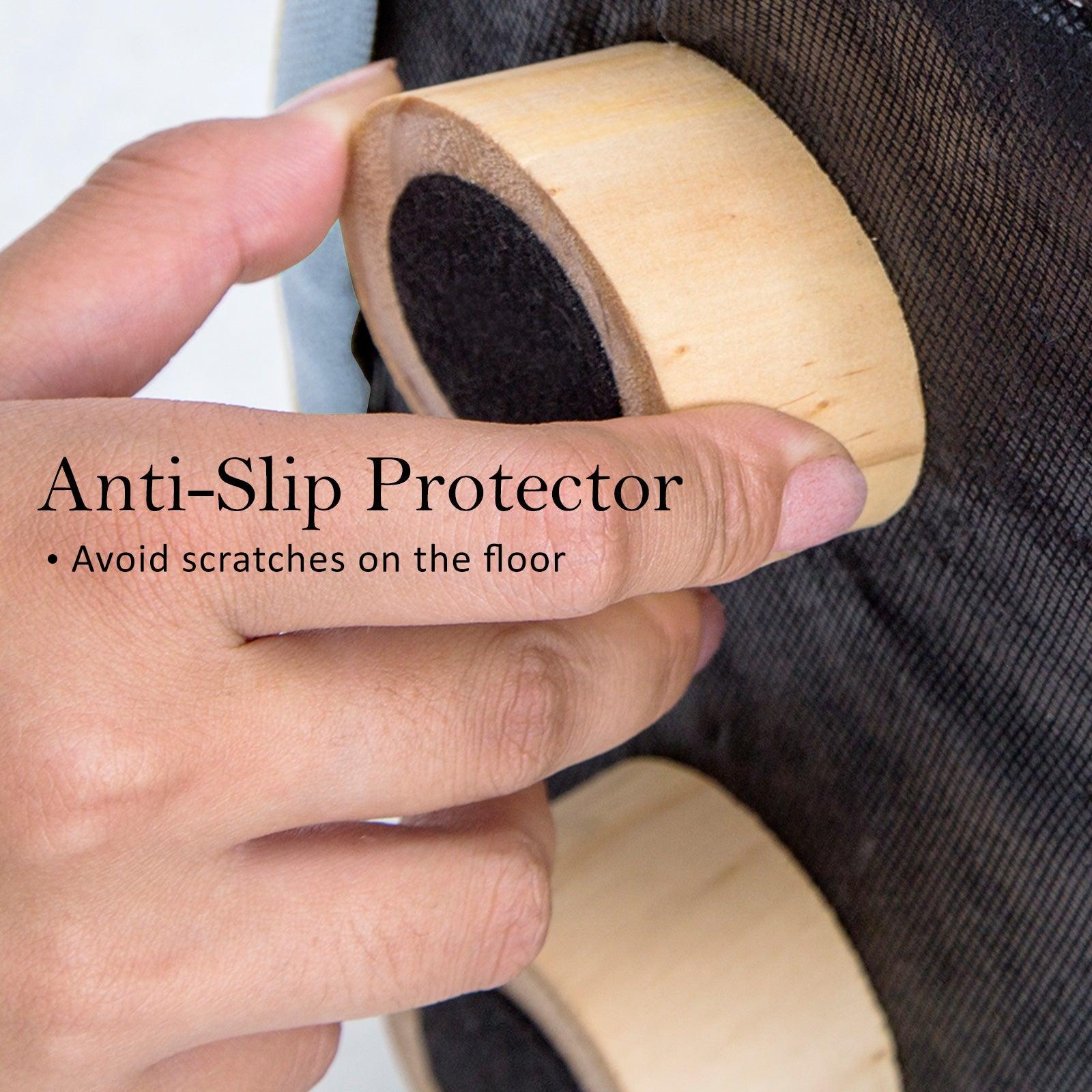 2X Fabric Ottoman Round Wooden Leg Foot Stool - LIGHT BLUE - Harrogates