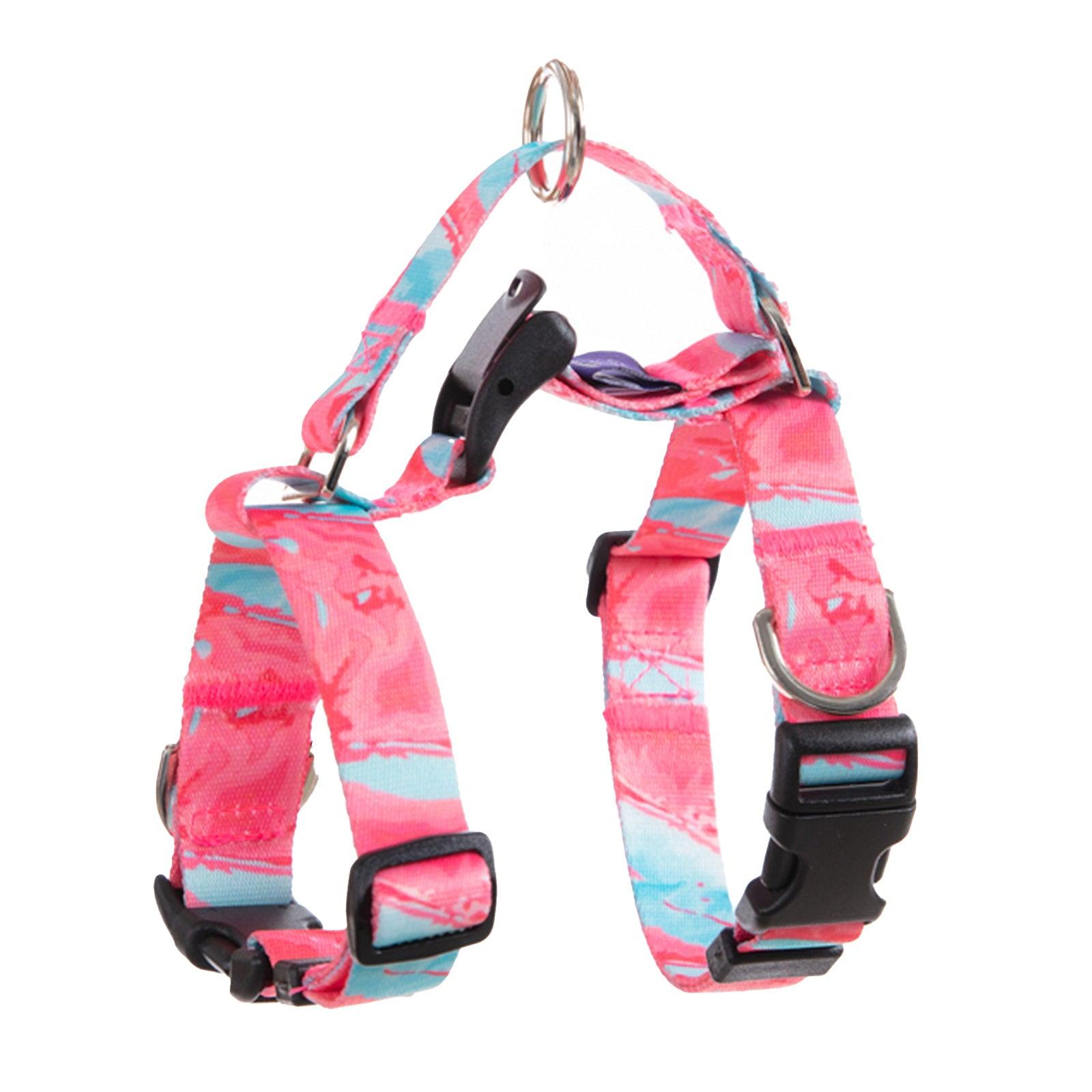 Dog Double-Lined Straps Harness Adjustable L MARBLE PINK - Harrogates