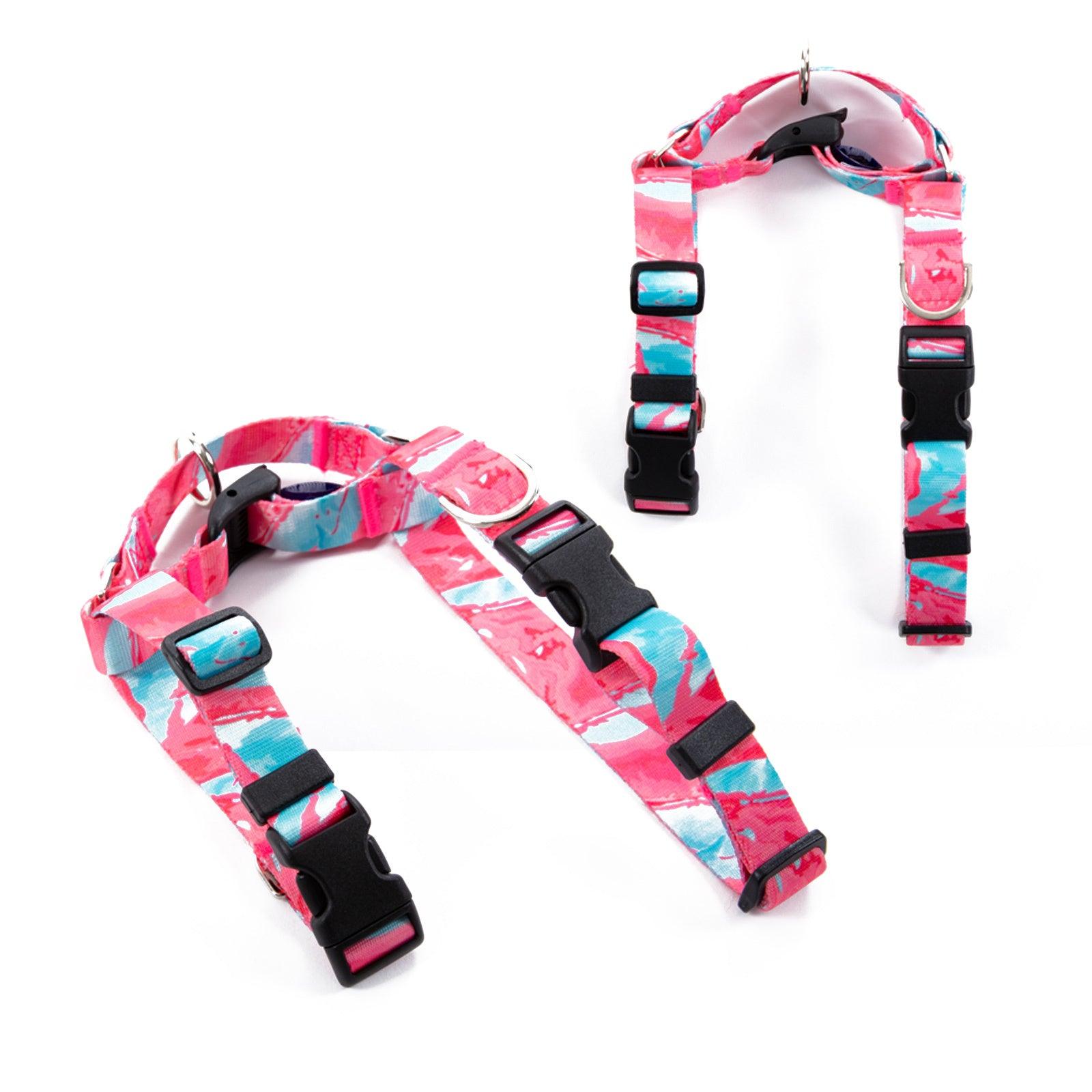 Dog Double-Lined Straps Harness Adjustable L MARBLE PINK - Harrogates