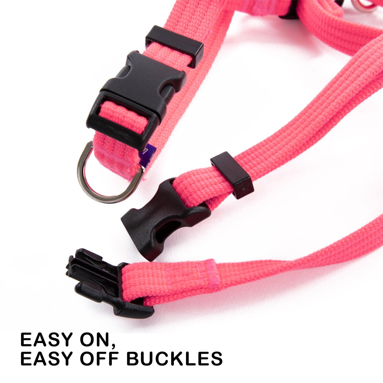 Dog Double-Lined Straps Harness Adjustable L NEON CAROL-PINK - Harrogates