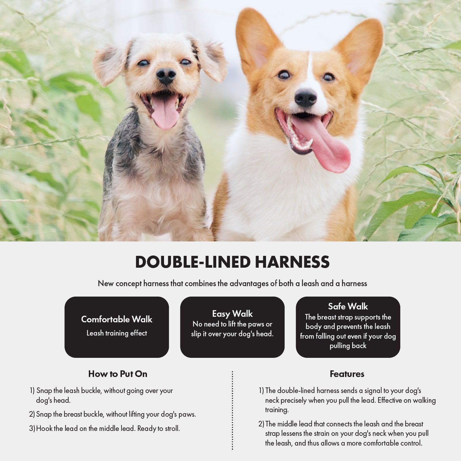 Dog Double-Lined Straps Harness Adjustable L SWEET GREEN - Harrogates